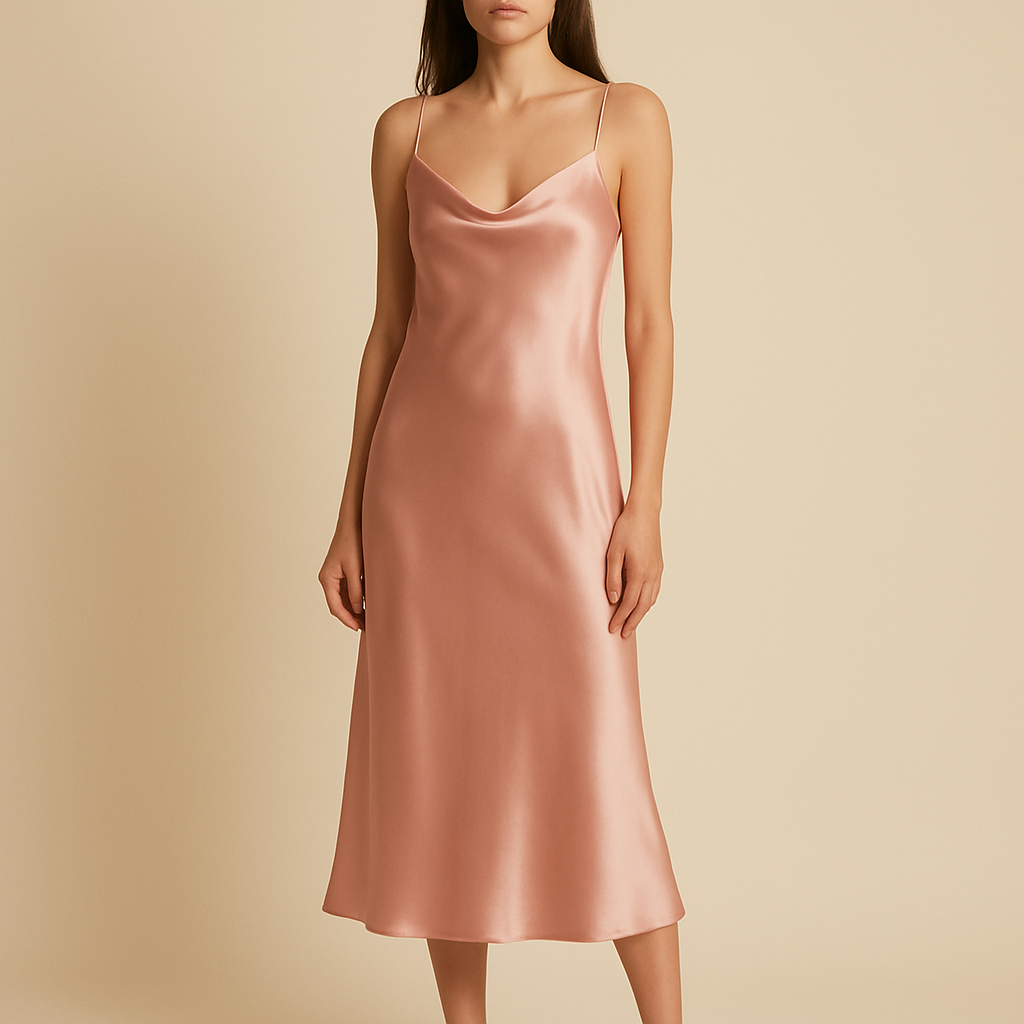 Pink Satin Slip Dress by undefined