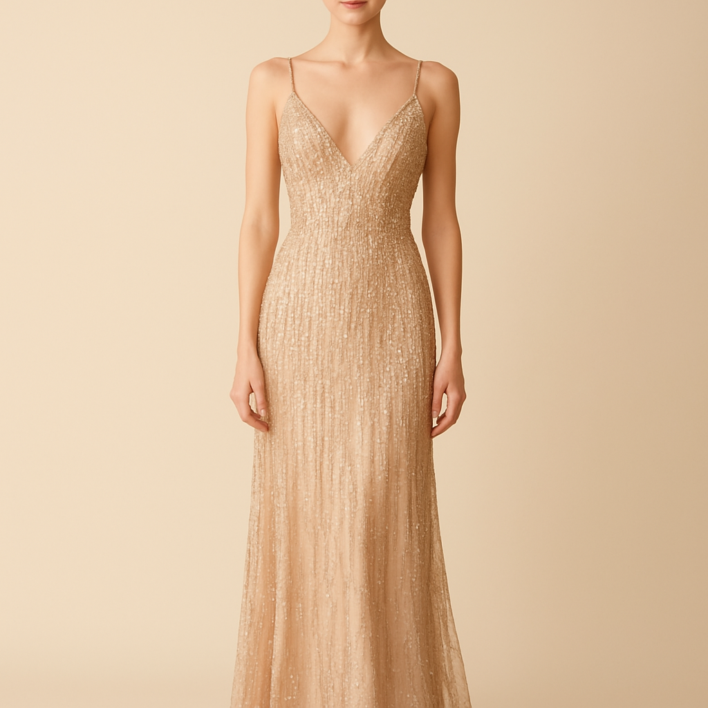 Gold Beaded Gown by undefined